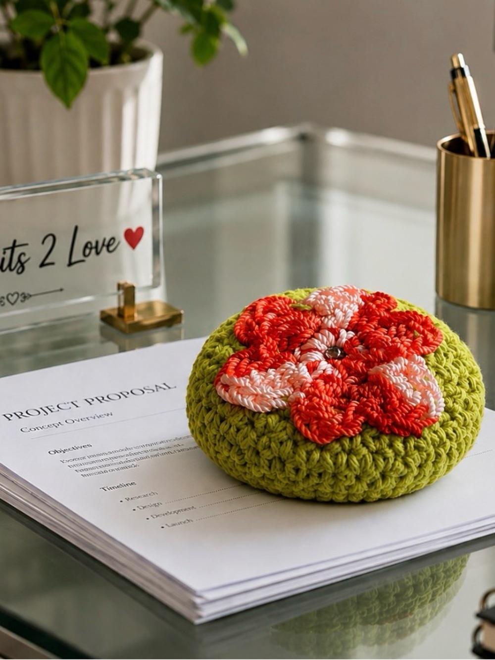 Hand Knits 2 Love Cotton Hacky Sack Papper Weight Stress Relief  Gift Designer